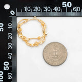4pcs Flower Branch Circle Charms, 18K Plated Brass