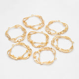 4pcs Flower Branch Circle Charms, 18K Plated Brass