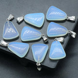 4pcs Natural Stone Pendants Rose Quartz Trapezoid Healing Crystals