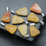 4pcs Natural Stone Pendants Rose Quartz Trapezoid Healing Crystals