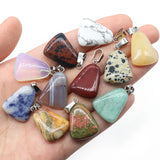 4pcs Natural Stone Pendants Rose Quartz Trapezoid Healing Crystals