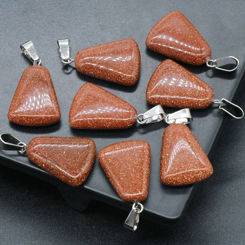 4pcs Natural Stone Pendants Rose Quartz Trapezoid Healing Crystals