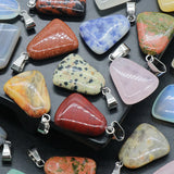 4pcs Natural Stone Pendants Rose Quartz Trapezoid Healing Crystals