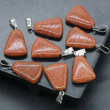 4pcs Natural Stone Pendants Rose Quartz Trapezoid Healing Crystals