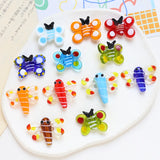 4pcs Cartoon Dragonfly Butterfly Glass Beads DIY Jewelry Material