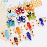 4pcs Cartoon Dragonfly Butterfly Glass Beads DIY Jewelry Material