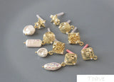 4pcs Geometric Pearl Ear Stud DIY Material Accessories