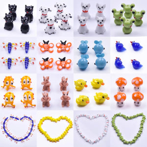 4pcs Glass Animal Beads for Jewelry Making Lampwork Piercing Beads