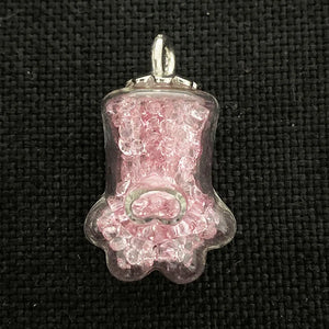 Glass Bottle Crystal Pendant Transparent Cat Palm Mini Charm Necklace Pendant