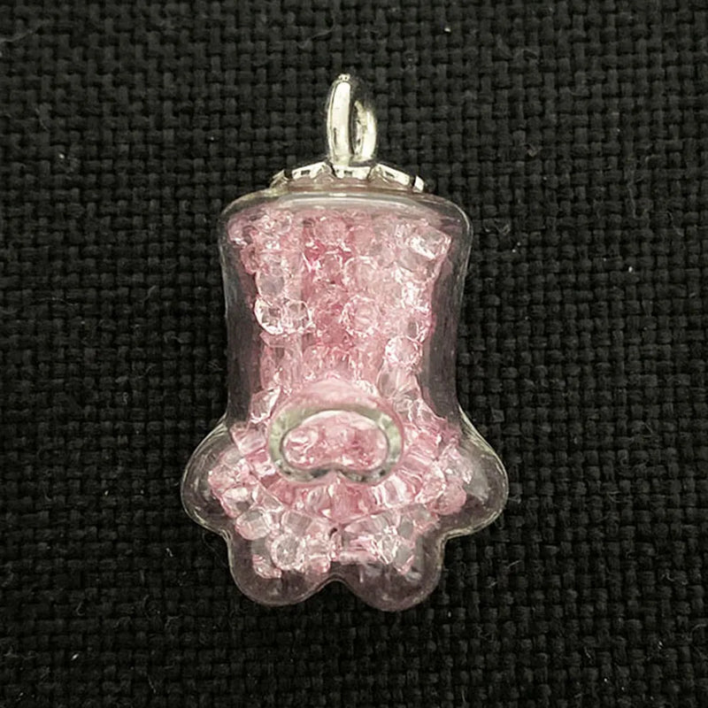 Glass Bottle Crystal Pendant Transparent Cat Palm Mini Charm Necklace Pendant