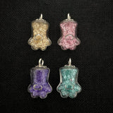 Glass Bottle Crystal Pendant Transparent Cat Palm Mini Charm Necklace Pendant
