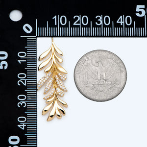 4pcs CZ Paved Leaf Charms 44x14mm Earring Necklace Pendant