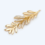 4pcs CZ Paved Leaf Charms 44x14mm Earring Necklace Pendant