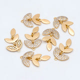 4pcs CZ Paved Leaf Charms Pendants for Jewelry Making DIY