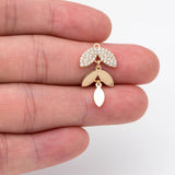 4pcs CZ Paved Leaf Charms Pendants for Jewelry Making DIY