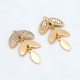 4pcs CZ Paved Leaf Charms Pendants for Jewelry Making DIY