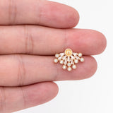 CZ Paved Flower Earring 17x12mm, Pearl Peg Earring Mounts