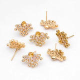 CZ Paved Flower Earring 17x12mm, Pearl Peg Earring Mounts