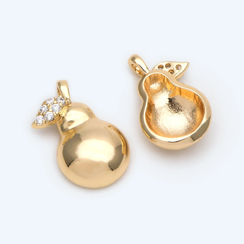 4pcs CZ Paved Gourd Charms for DIY Jewelry Making (GB-2400)