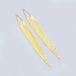 4pcs Chain Tassels 123mm, 18K Plated Brass Earring Charm Pendants