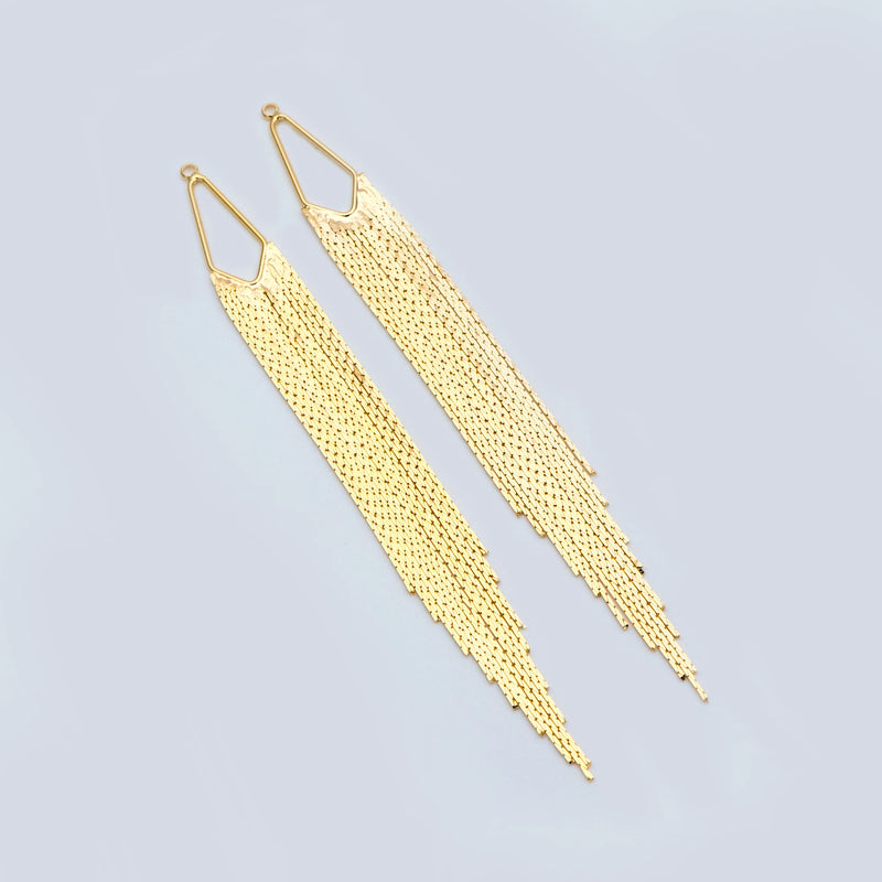 4pcs Chain Tassels 123mm, 18K Plated Brass Earring Charm Pendants