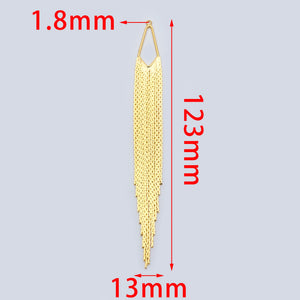 4pcs Chain Tassels 123mm, 18K Plated Brass Earring Charm Pendants