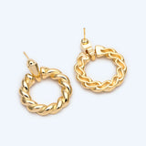 Chunky Twisted Circle Earrings, Geometric Hoop Earrings