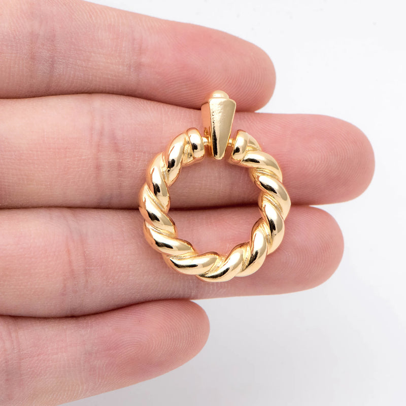 Chunky Twisted Circle Earrings, Geometric Hoop Earrings