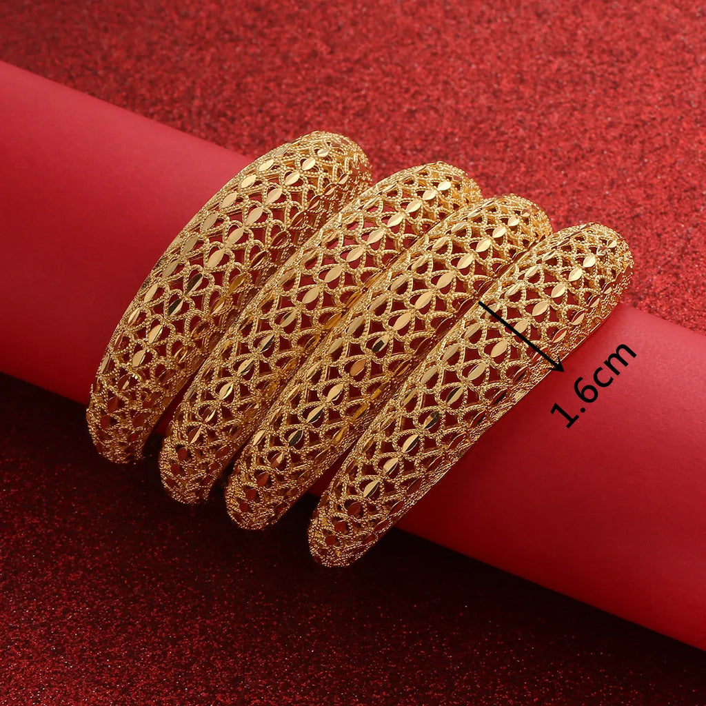4pcs Hollow Bangles for Women Girl Dubai African Charm Bracelets