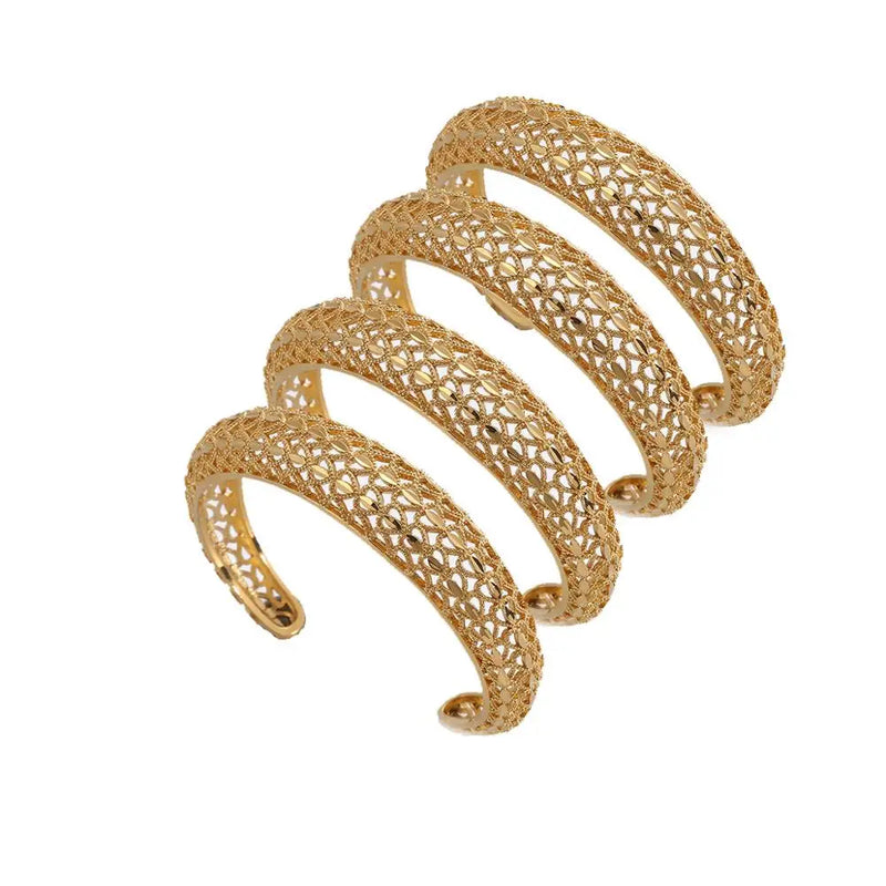 4pcs Hollow Bangles for Women Girl Dubai Bangles for African Bracelets