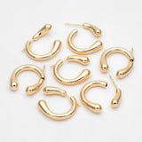 4pcs Curved Bar Ear Post with Ear Back, 18K Plated Earring Studs