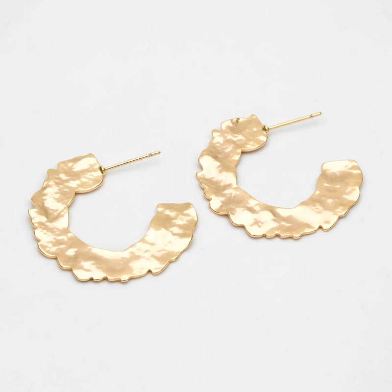 4pcs Hammered Circle Earrings, C Shape Earring Stud, Minimalist Earring