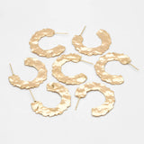 4pcs Hammered Circle Earrings, C Shape Earring Stud, Minimalist Earring