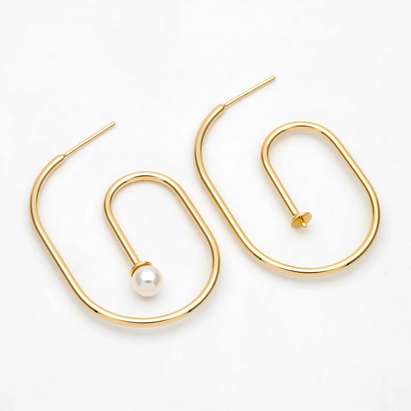 Minimalist Earring Hook with Pearl Peg Mounts