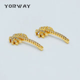 4pcs Palm Tree Charms 19mm, 18K Plated Brass, CZ Pave Beach Necklace Pendants