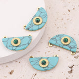 4pcs Gold-Plate Natural Stone Stainless Steel Boho Charms Sun Green Semicircle