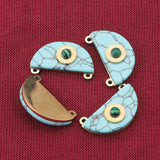 4pcs Gold-Plate Natural Stone Stainless Steel Boho Charms Sun Green Semicircle