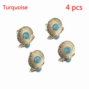 4pcs Gold-Plate Turquoise Earring Posts DIY Jewelry