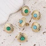 4pcs Gold-Plate Turquoise Earring Posts DIY Jewelry