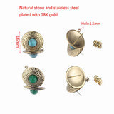 4pcs Gold-Plate Turquoise Earring Posts DIY Jewelry