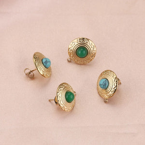 4pcs Gold-Plate Turquoise Earring Posts DIY Jewelry