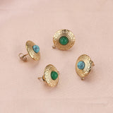 4pcs Gold-Plate Turquoise Earring Posts DIY Jewelry