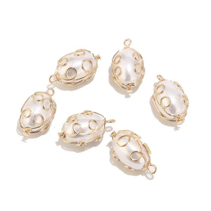 4pcs Plated Brass Wire Ball Charms For DIY Earrings