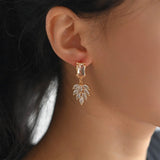 4pcs CZ Paved Leaf Charms 21/ 25mm Brass Plated Pendants DIY Jewelry Findings
