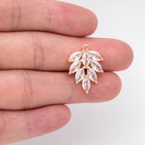 4pcs CZ Paved Leaf Charms 21/ 25mm Brass Plated Pendants DIY Jewelry Findings
