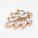 4pcs CZ Paved Leaf Charms 21/ 25mm Brass Plated Pendants DIY Jewelry Findings