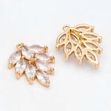 4pcs CZ Paved Leaf Charms 21/ 25mm Brass Plated Pendants DIY Jewelry Findings
