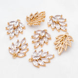 4pcs CZ Paved Leaf Charms 21/ 25mm Brass Plated Pendants DIY Jewelry Findings