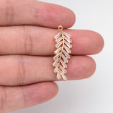 Plated Brass CZ Paved Leaf Charms Earring Findings GB-3037