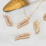 Plated Brass CZ Paved Leaf Charms Earring Findings GB-3037